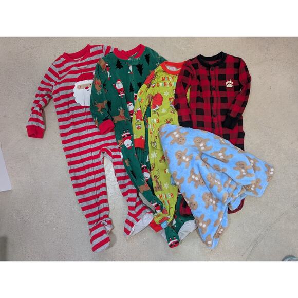 Toddler 2T Long Sleeve Christmas Pajamas-Bundle of 4 Lazy One Bear Cheeks Grinch - Picture 1 of 10